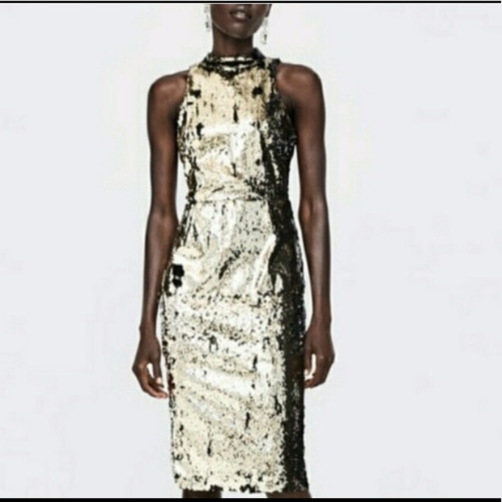 Black & Gold Reversible Sequin Dress NWOT